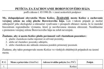 Petícia a petičné zhromaždenie 2016